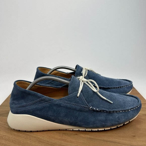 New Mens Olukai KA'A Driver 10534-CBCB Blue Italian Suede Loafers Shoes Sz 12 M - Picture 1 of 9